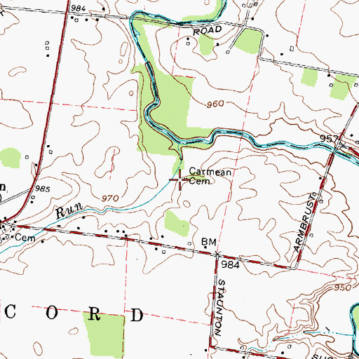 Topographic Map of Carmean Cemetery, OH