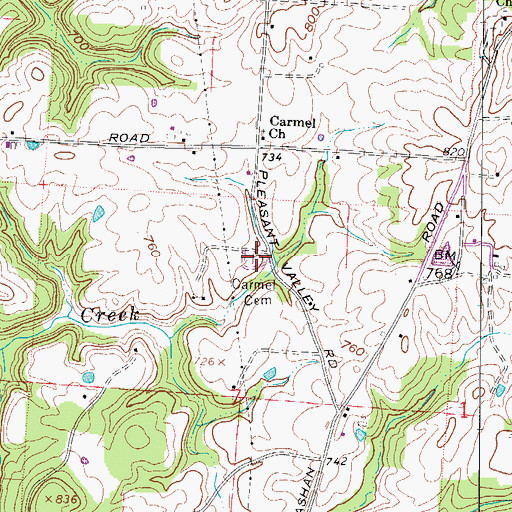 Topographic Map of Carmel Cemetery, OH