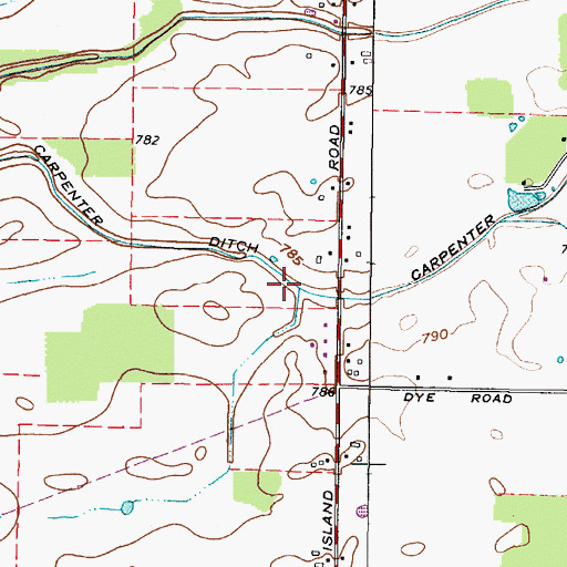 Topographic Map of Carpenter Ditch, OH