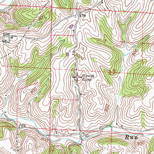 Topographic Map of Carrel Cemetery, OH