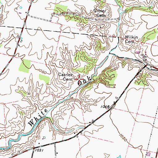 Topographic Map of Carrier Cemetery, OH