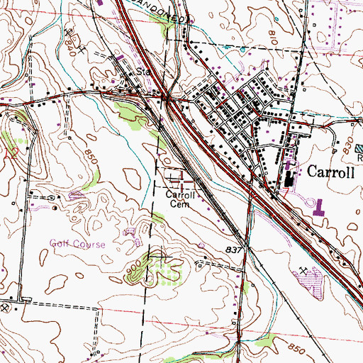 Topographic Map of Carroll Cemetery, OH