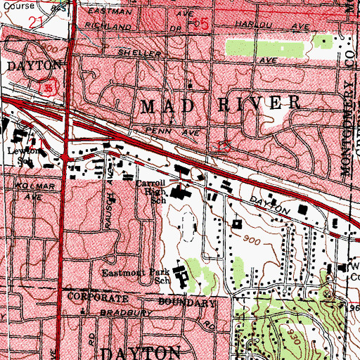 Topographic Map of Carroll High School, OH