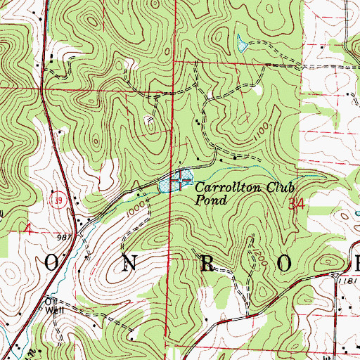Topographic Map of Carrollton Club Pond, OH