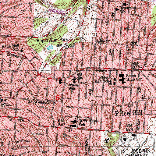 Topographic Map of Carson Neighborhood Elementary School, OH