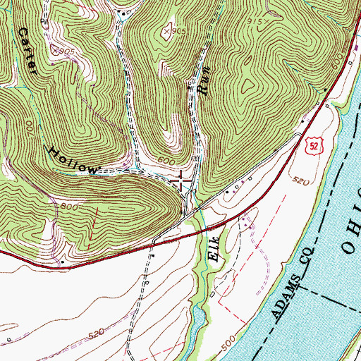 Topographic Map of Carter Hollow, OH