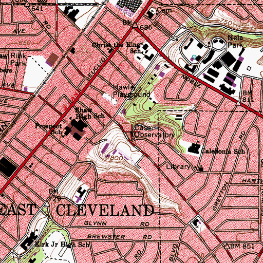 Topographic Map of Case Observatory, OH