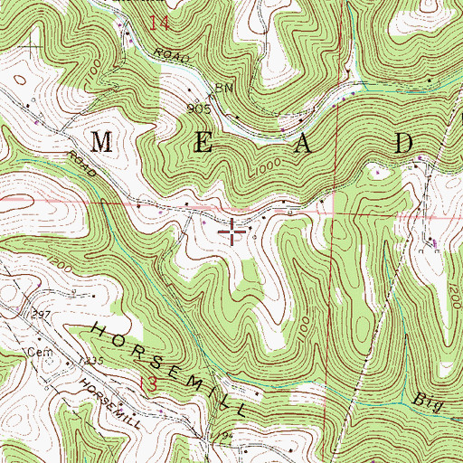 Topographic Map of Cash Ridge, OH
