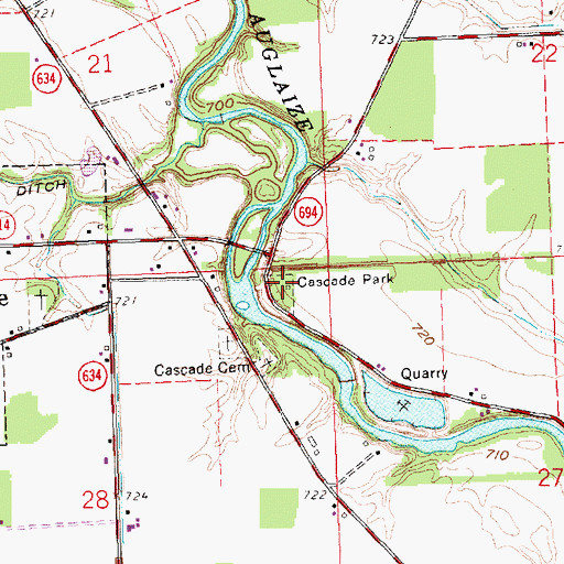Topographic Map of Casoade Park, OH