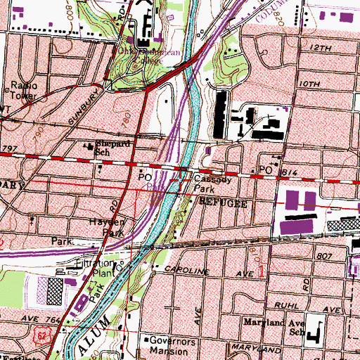 Topographic Map of Cassady Park, OH