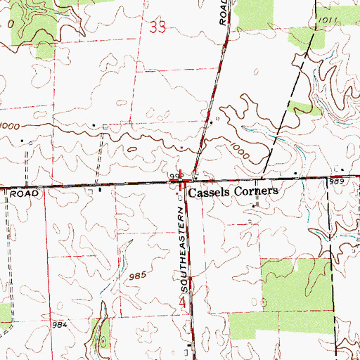 Topographic Map of Cassels Corners, OH