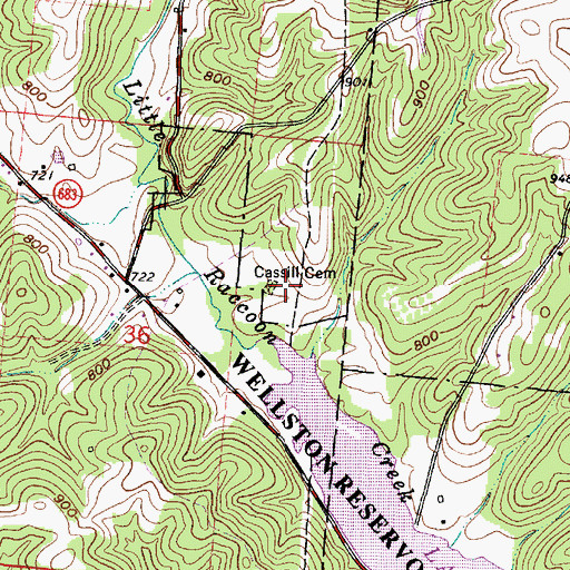 Topographic Map of Cassill Cemetery, OH