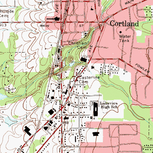 Topographic Map of Casterline Cemetery, OH