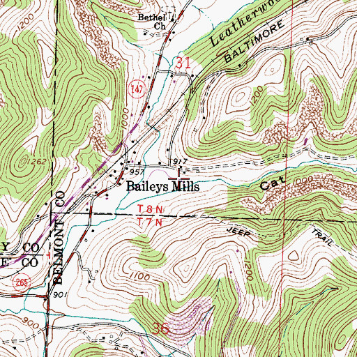 Topographic Map of Cat Hollow, OH