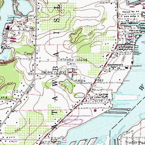 Topographic Map of Catawba Island Cemetery, OH