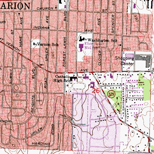 Topographic Map of Catholic High School, OH
