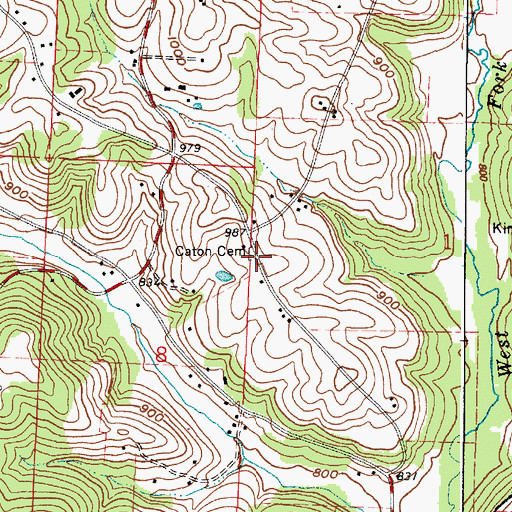 Topographic Map of Caton Cemetery, OH