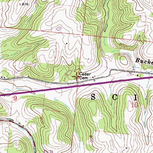 Topographic Map of Cedar Cemetery, OH