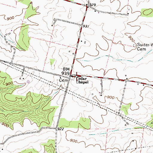 Topographic Map of Cedar Chapel, OH