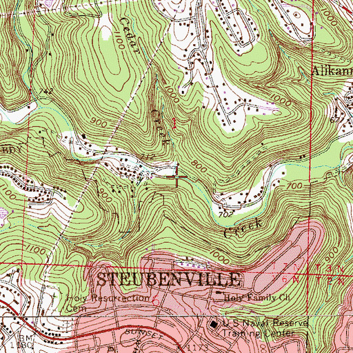 Topographic Map of Cedar Creek, OH