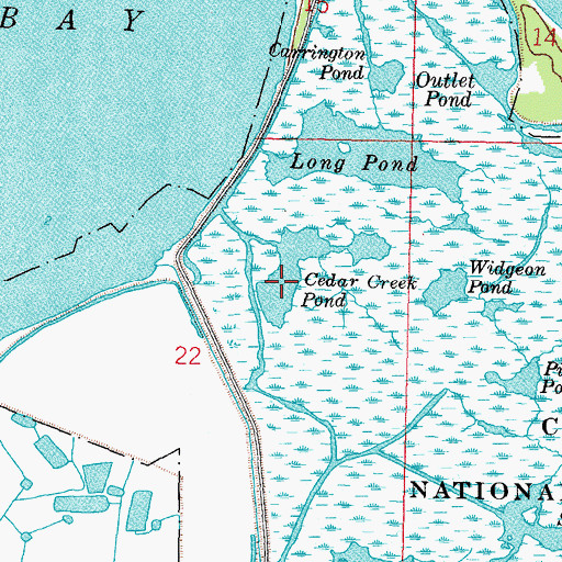 Topographic Map of Cedar Creek Pond, OH
