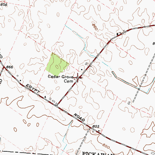 Topographic Map of Cedar Grove Cemetery, OH