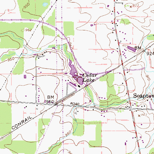 Topographic Map of Cedar Lake, OH