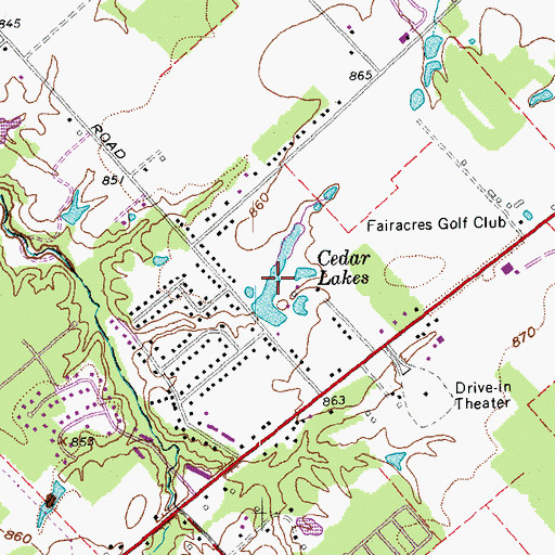 Topographic Map of Cedar Lakes, OH