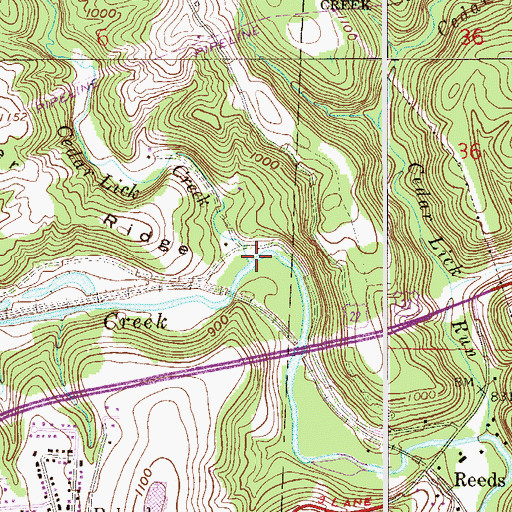 Topographic Map of Cedar Lick Creek, OH