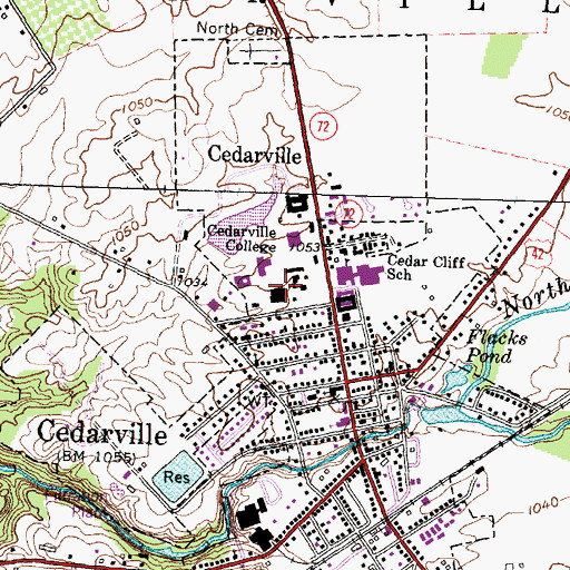 Topographic Map of Cedarville University, OH