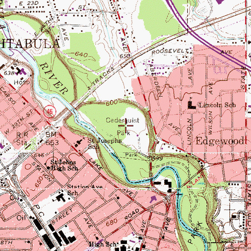Topographic Map of Cederquist Park, OH
