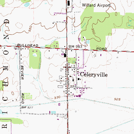 Topographic Map of Celeryville, OH