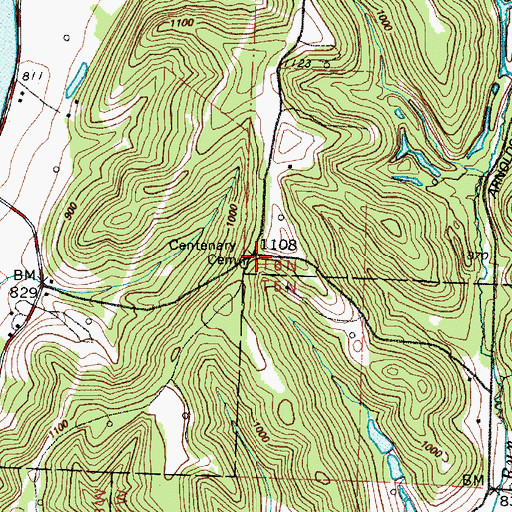 Topographic Map of Centenary Cemetery, OH
