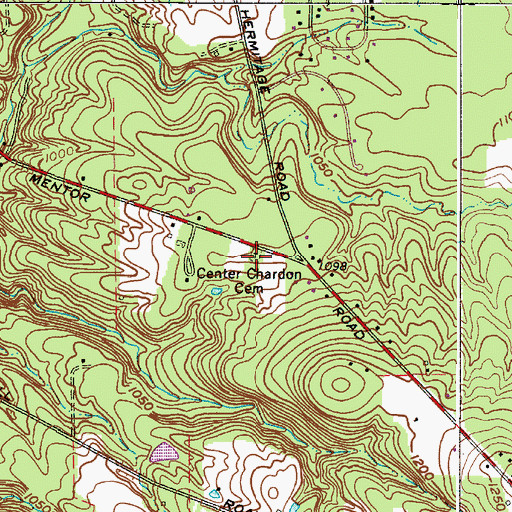 Topographic Map of Center Chardon Cemetery, OH