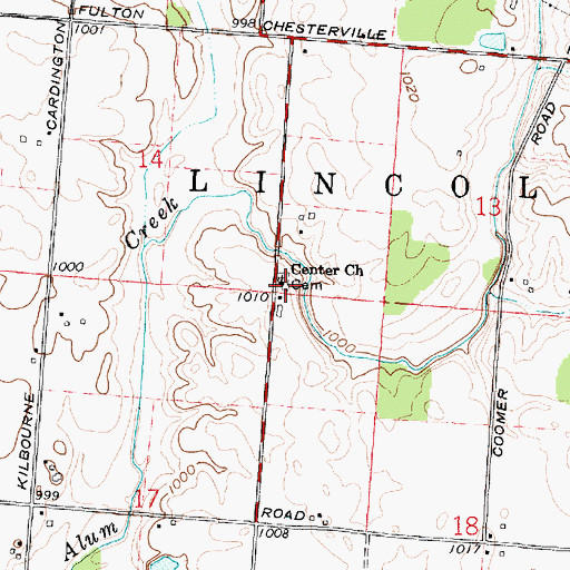 Topographic Map of Center Church, OH