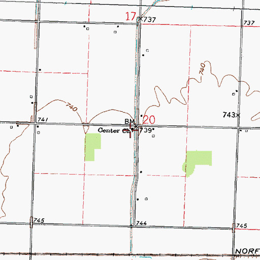 Topographic Map of Center Church, OH