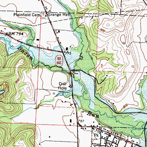Topographic Map of Center Creek, OH