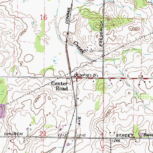 Topographic Map of Center Road, OH