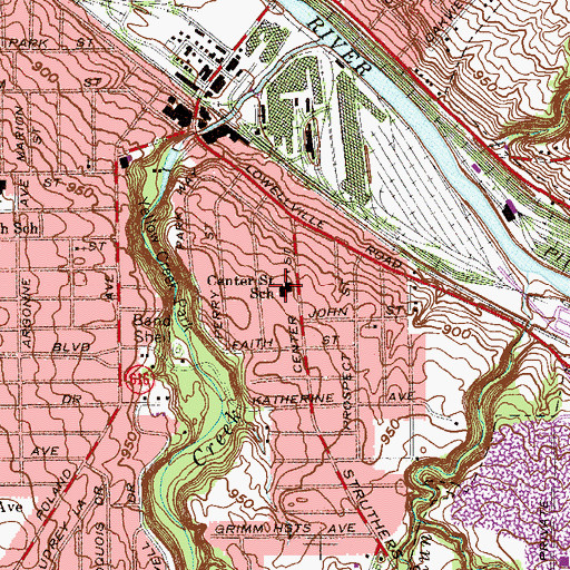 Topographic Map of Center Saint School, OH