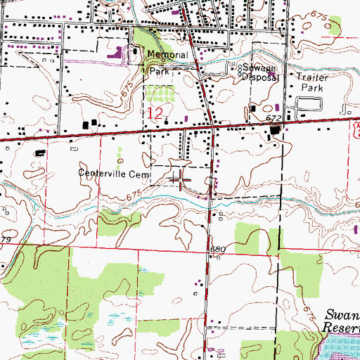 Topographic Map of Centerville Cemetery, OH