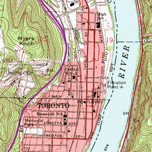 Topographic Map of Central School, OH