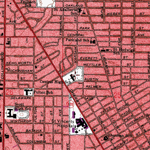 Topographic Map of Central Catholic High School, OH