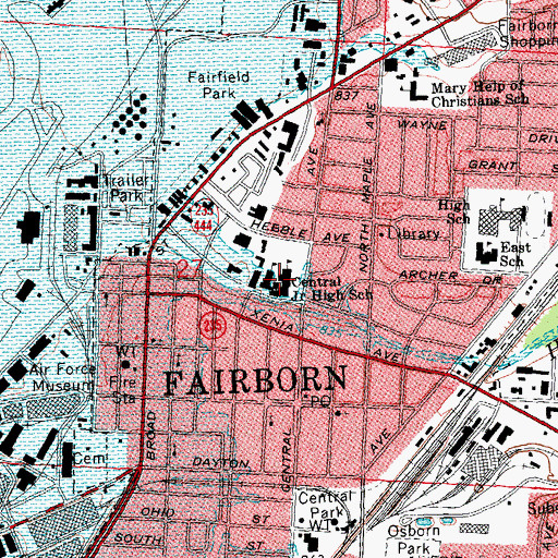 Topographic Map of Central Junior High School, OH