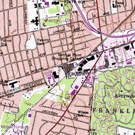 Topographic Map of Central Point Shopping Center, OH