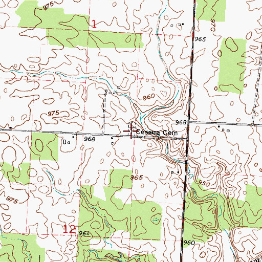 Topographic Map of Cessna Cemetery, OH