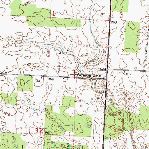 Topographic Map of Cessna Cemetery, OH