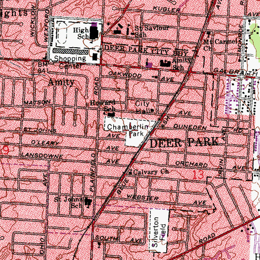 Topographic Map of Chamberlin Park, OH