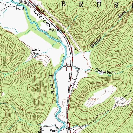 Topographic Map of Chambers Run, OH