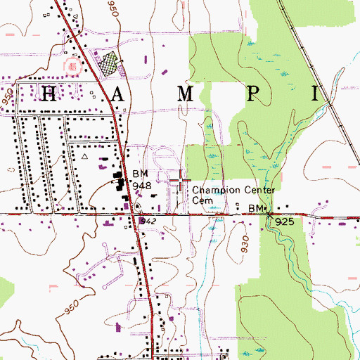 Topographic Map of Champion Center Cemetery, OH