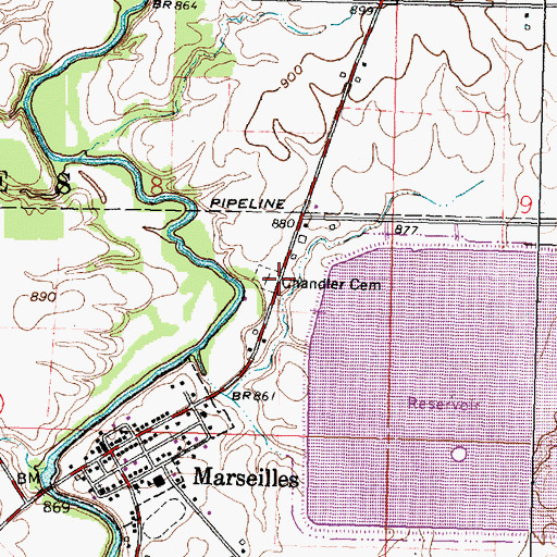 Topographic Map of Chandler Cemetery, OH